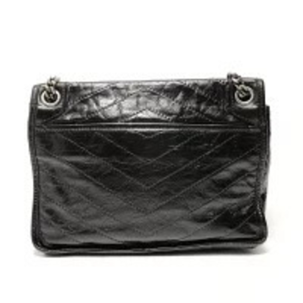 Saint Laurent Yves Niki Chain Shoulder Leather Bag Black
